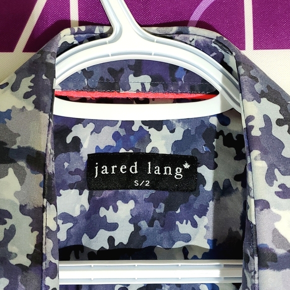 Jared Lang Men's/Unisex Blue Camo Button-Up Long Sleeve Dress Shirt - Size S/2 - Picture 5 of 12